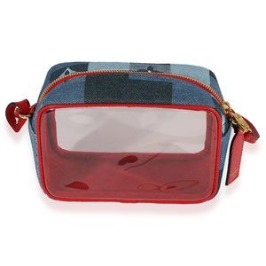 Louis Vuitton Denim Patchwork & Red Leather PVC Beach Pouch